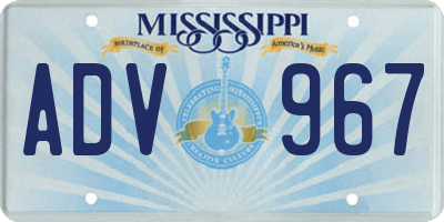 MS license plate ADV967