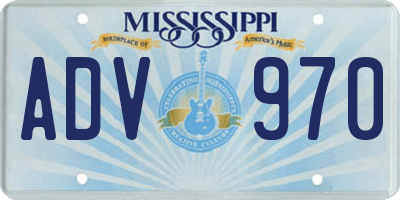 MS license plate ADV970