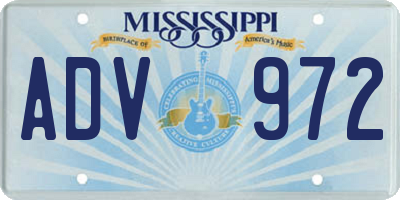 MS license plate ADV972