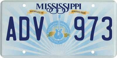 MS license plate ADV973