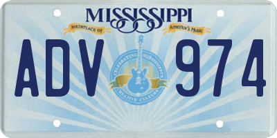 MS license plate ADV974