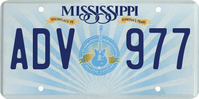 MS license plate ADV977