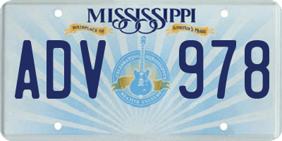 MS license plate ADV978