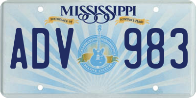 MS license plate ADV983