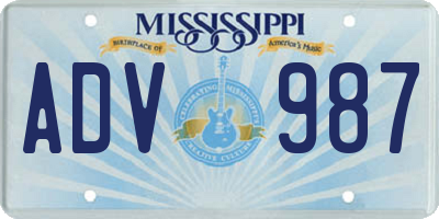 MS license plate ADV987
