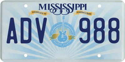 MS license plate ADV988