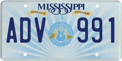 MS license plate ADV991