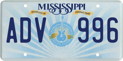 MS license plate ADV996
