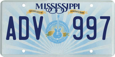MS license plate ADV997