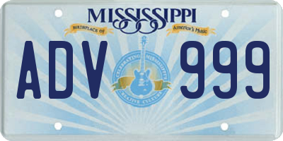 MS license plate ADV999