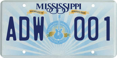 MS license plate ADW001