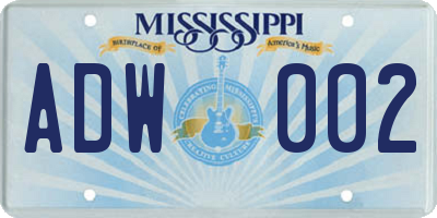 MS license plate ADW002