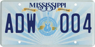 MS license plate ADW004