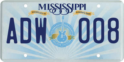 MS license plate ADW008
