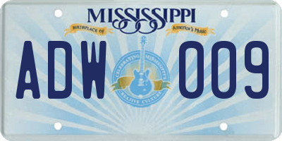 MS license plate ADW009
