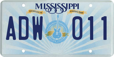 MS license plate ADW011