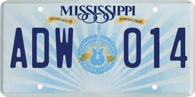 MS license plate ADW014
