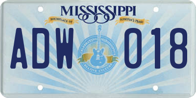 MS license plate ADW018