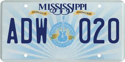 MS license plate ADW020