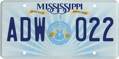 MS license plate ADW022