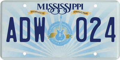 MS license plate ADW024