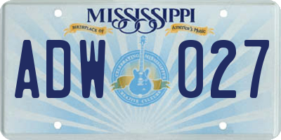 MS license plate ADW027