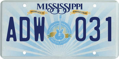 MS license plate ADW031