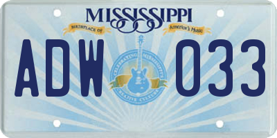 MS license plate ADW033