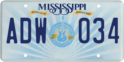 MS license plate ADW034