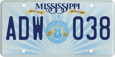 MS license plate ADW038