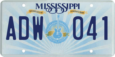 MS license plate ADW041