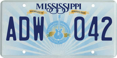 MS license plate ADW042