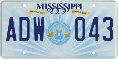 MS license plate ADW043
