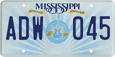 MS license plate ADW045