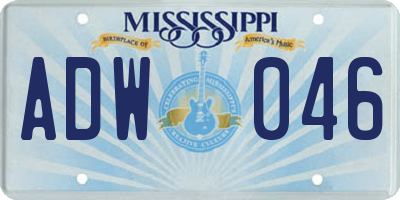 MS license plate ADW046