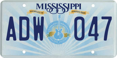 MS license plate ADW047