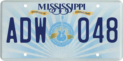 MS license plate ADW048