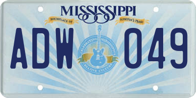 MS license plate ADW049