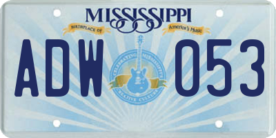 MS license plate ADW053