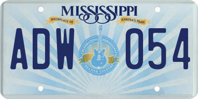 MS license plate ADW054