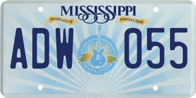 MS license plate ADW055