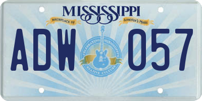 MS license plate ADW057