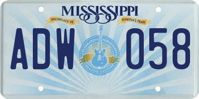 MS license plate ADW058