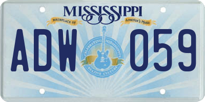 MS license plate ADW059