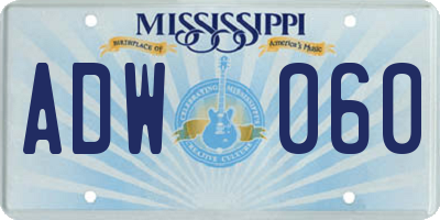 MS license plate ADW060