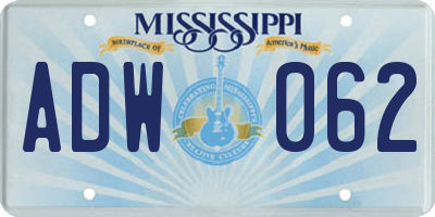 MS license plate ADW062