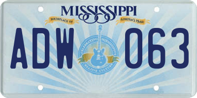 MS license plate ADW063