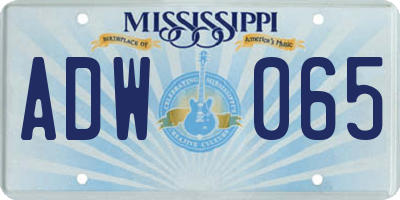MS license plate ADW065