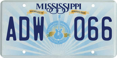 MS license plate ADW066