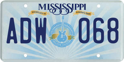 MS license plate ADW068